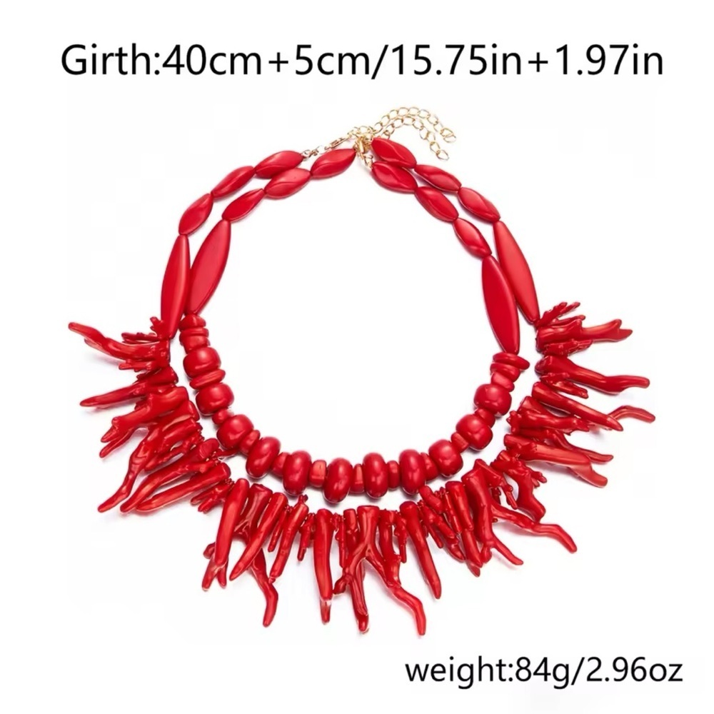 Red Coral Statement Necklace - image 6